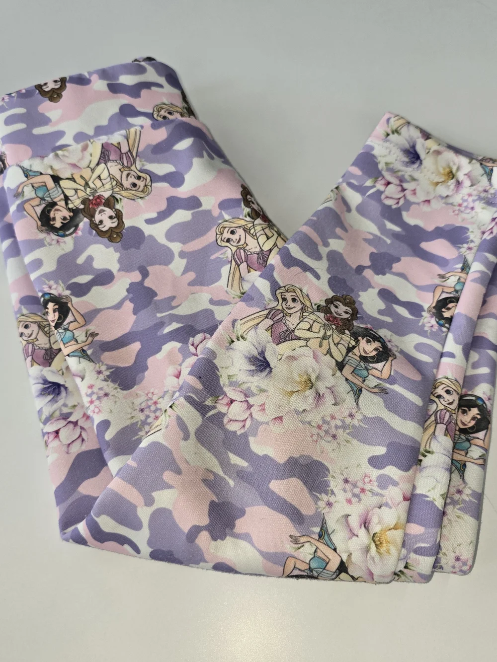 Girls Disney Princess Leggings Purple Pink Floral Camo 4T Jasmine Belle Rupenzel